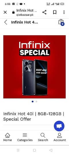 infinix hot 40 8/256 mobile on Installment