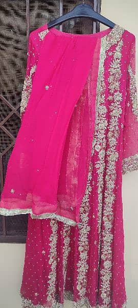 Pink Coloured Frock with duppata and Lehnga 1