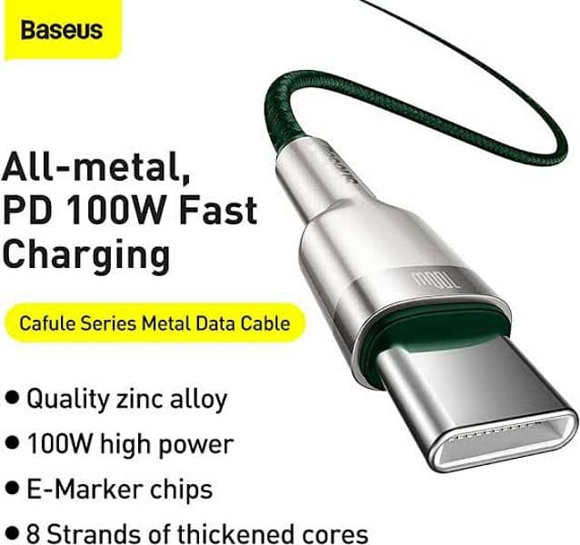 Baseus 100W Type-C to Type-C Cafule Series Metal Data Cable High Power 0