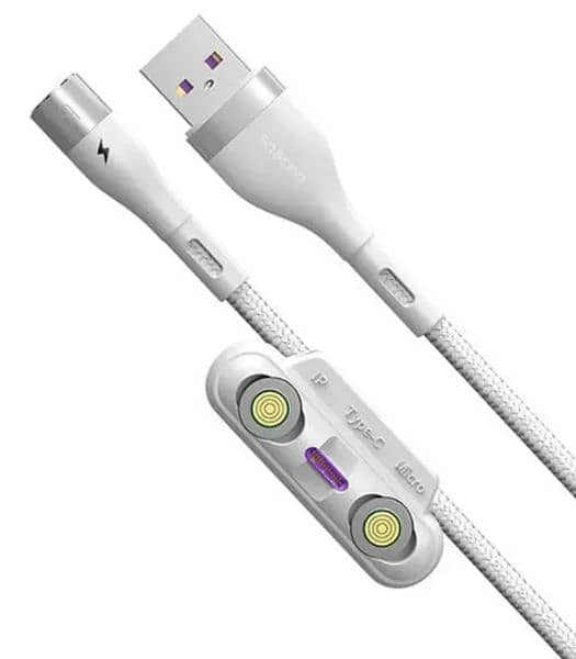Baseus Zinc Magnetic 3 in 1 Safe Fast Charging Cable USB to M+L+T 1