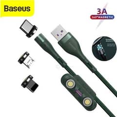 Baseus Zinc Magnetic 3 in 1 Safe Fast Charging Cable USB to M+L+T