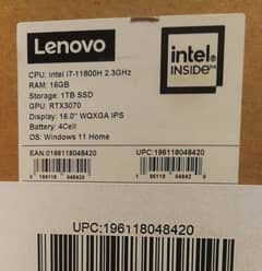 Lenovo Legion 7, RTX 3070, 16" QHD 165Hz,  16GB RAM 0
