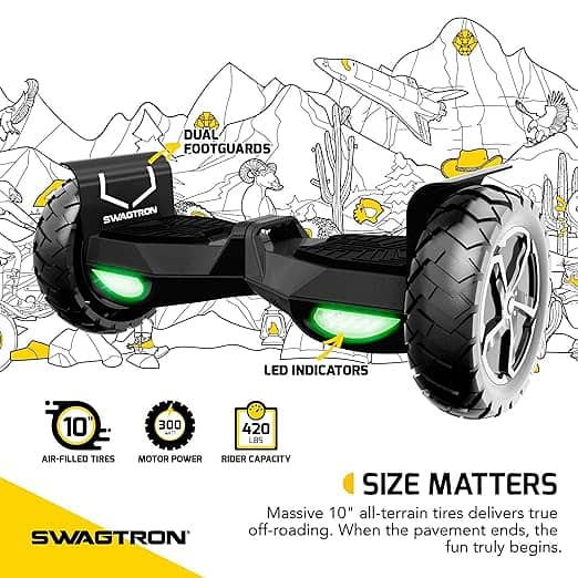 SWAGTRON T6 OFF-ROAD Hoverboard - 10" Wheel, with Auto Balancing and B 3