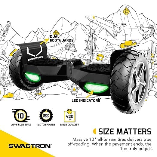 SWAGTRON T6 OFF-ROAD Hoverboard - 10" Wheel, with Auto Balancing and B 2