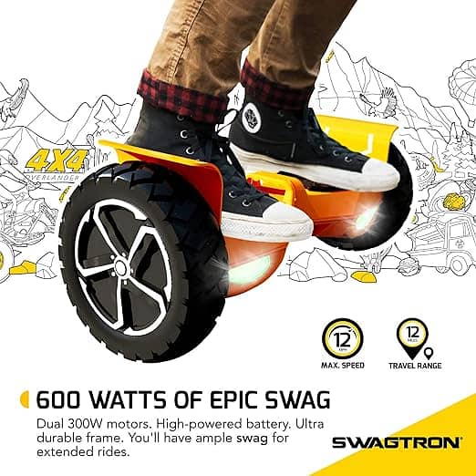 SWAGTRON T6 OFF-ROAD Hoverboard - 10" Wheel, with Auto Balancing and B 1
