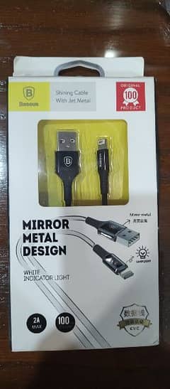 Baseus USB to Iphone Cable Mirror Metal Design 100cm Black