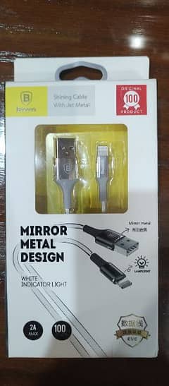 Baseus USB to Iphone Cable Mirror Metal Design 100cm White 0