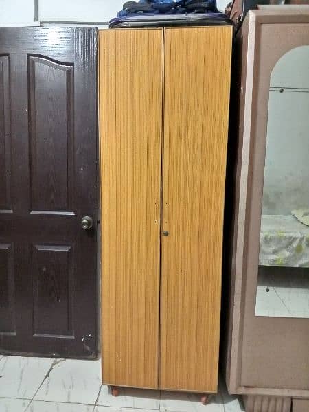 Strong Slim Wood Cupboard with Wheels 0