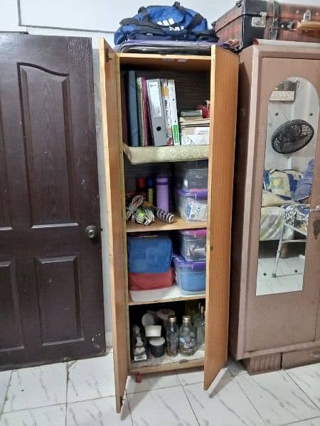 Strong Slim Wood Cupboard with Wheels 2