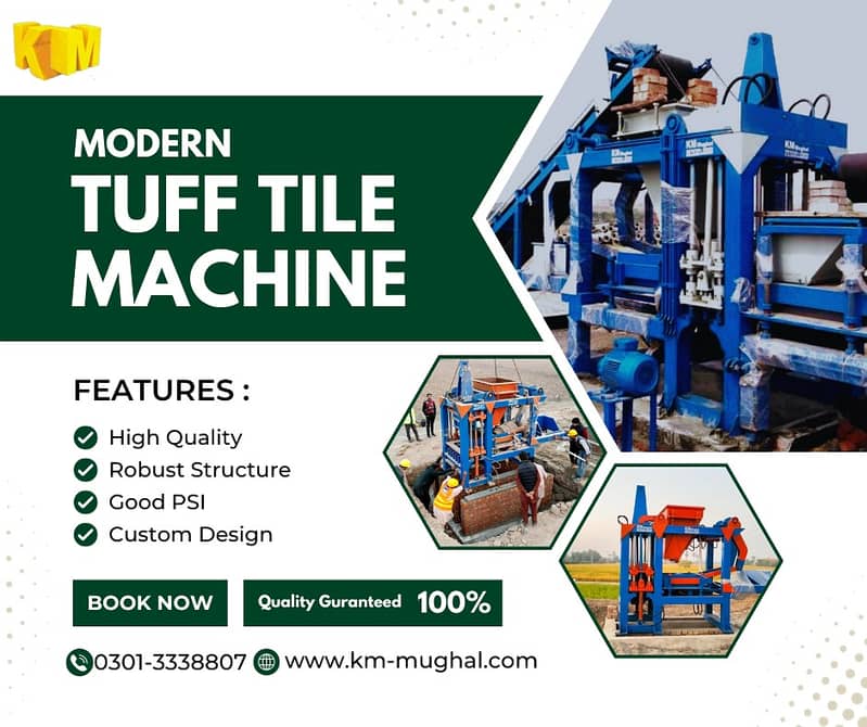 concrete paver block machie, Flyash brick making machine, KM MUGHAL 12