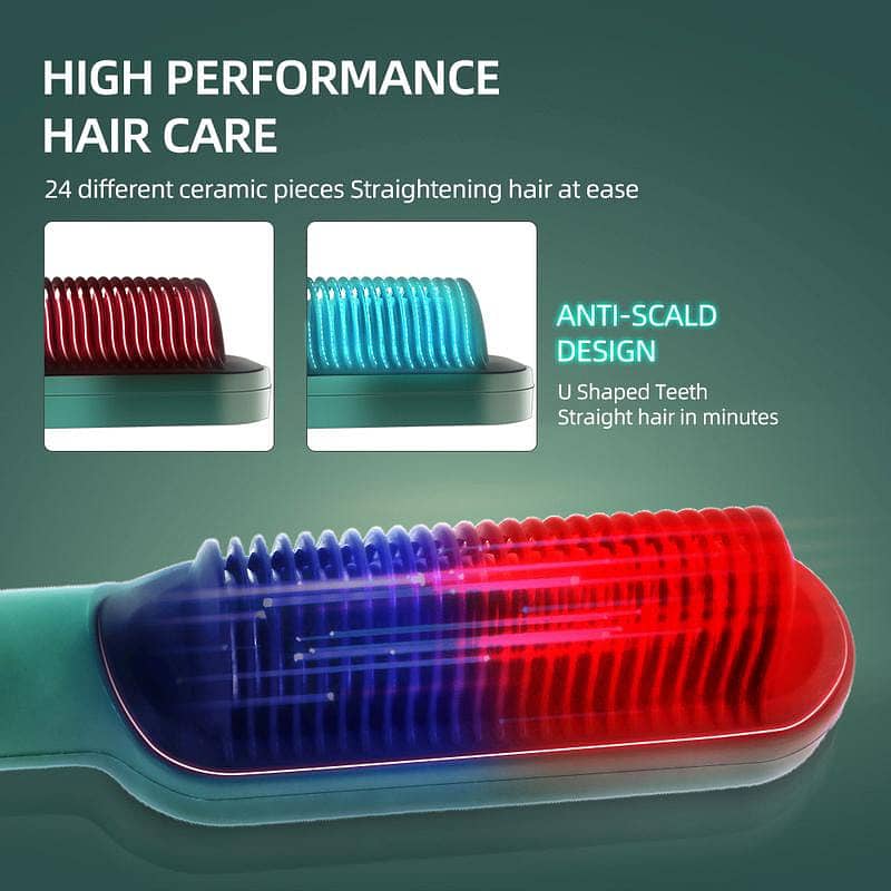 HQT-909B Hair Straightener Ceramic Heated Hair Brush 3