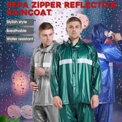 PVC Raincoat with Trouser and Reflectors -100% Waterproof- Imported