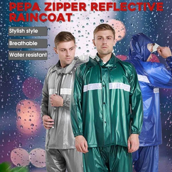 PVC Raincoat with Trouser and Reflectors -100% Waterproof- Imported 0