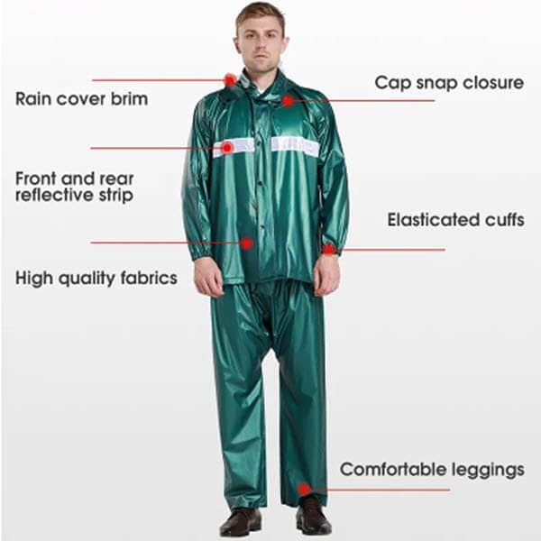 PVC Raincoat with Trouser and Reflectors -100% Waterproof- Imported 1