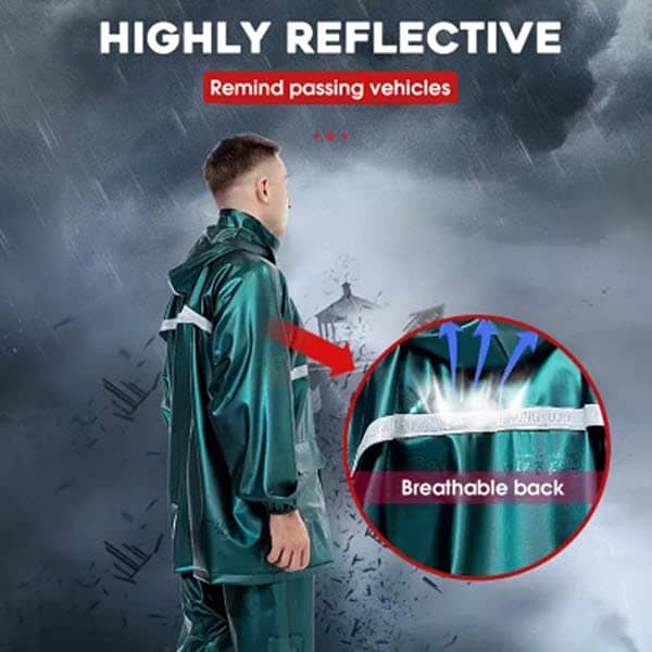 PVC Raincoat with Trouser and Reflectors -100% Waterproof- Imported 2