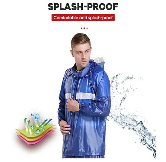 PVC Raincoat with Trouser and Reflectors -100% Waterproof- Imported 3