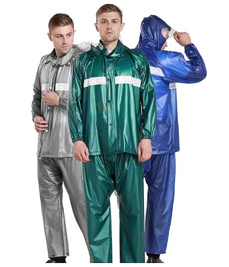 PVC Raincoat with Trouser and Reflectors -100% Waterproof- Imported 7