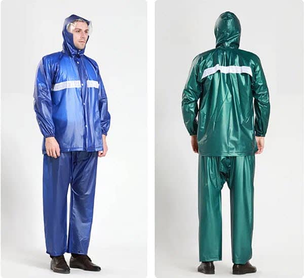 PVC Raincoat with Trouser and Reflectors -100% Waterproof- Imported 8