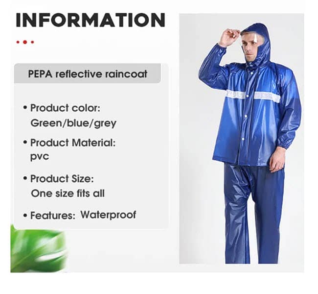 PVC Raincoat with Trouser and Reflectors -100% Waterproof- Imported 9