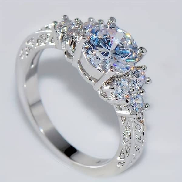 Amazing shinny silver zircon ring 2