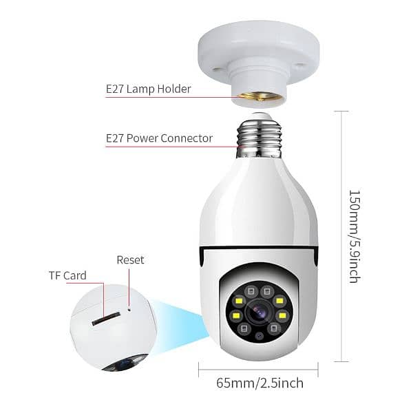 Buy Mini PTZ Bulb Camera Dual Lens full HD with Bulb E27 Socket 15