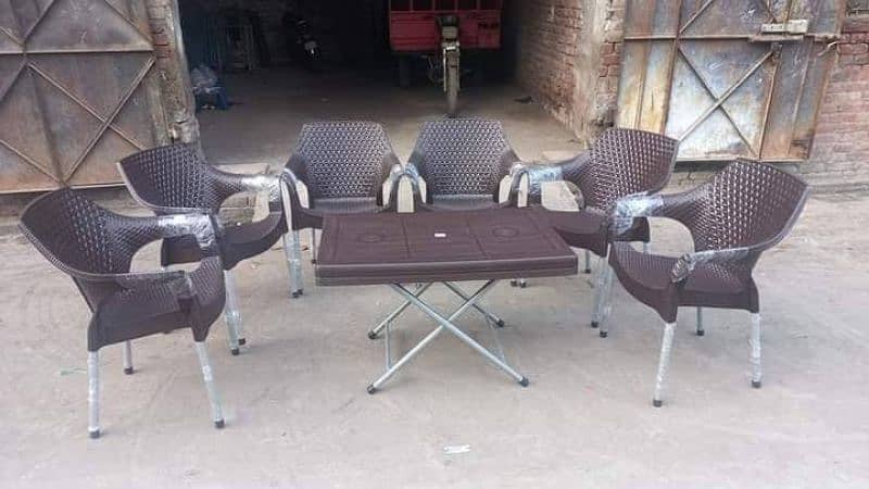 Plastic folding Tables with 6 chairs plastic 2