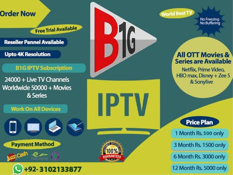 B1G iptv 03102133877 free trail 0