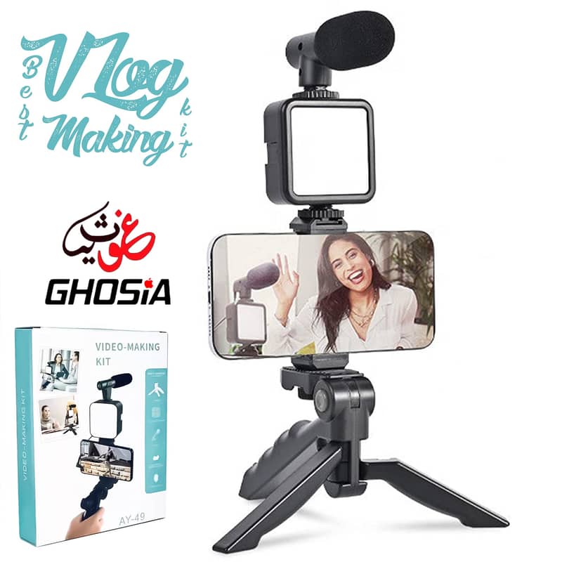 Smartphone Camera Video Microphone Kit with Light + Microphone 10