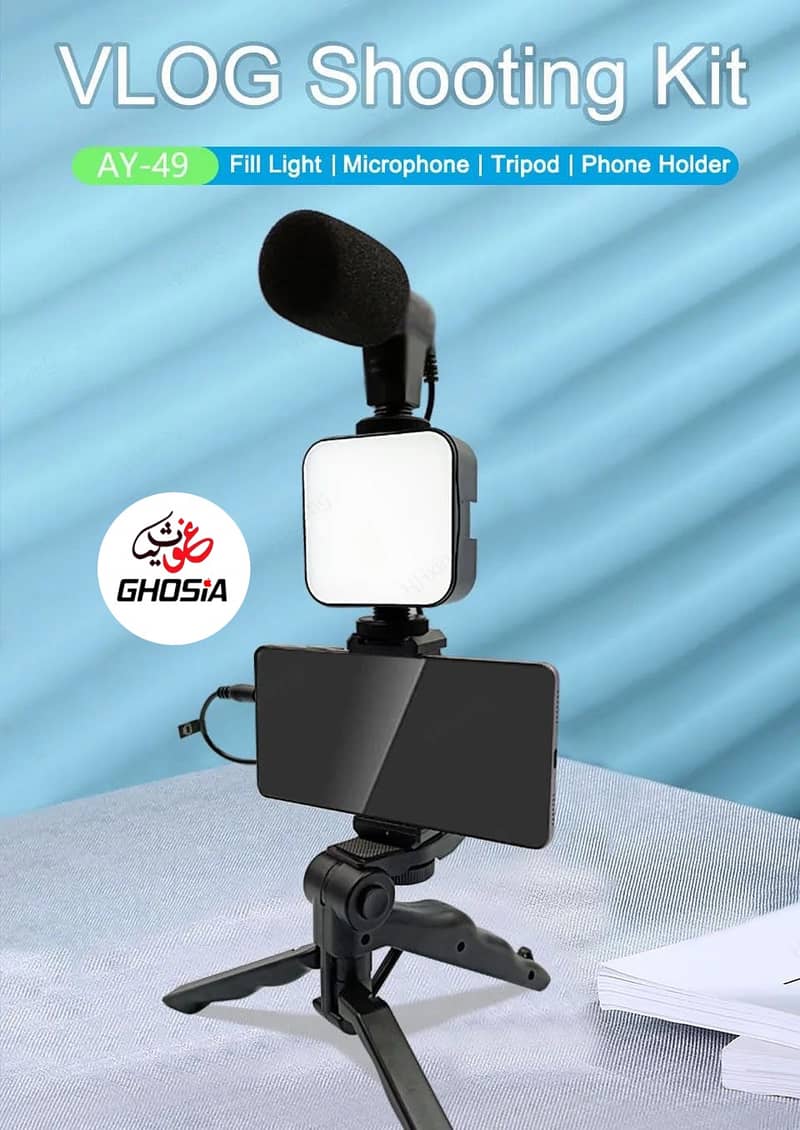 Smartphone Camera Video Microphone Kit with Light + Microphone 14