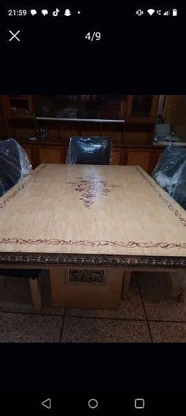 new dinning table with 6 chairs tottal wooden for sale 2