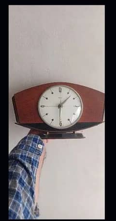 Antique Wooden Brass England Table Clock Vintage 5 Days