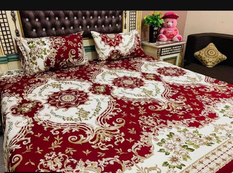 3 pcs cotton printed Double Bedsheet select bed sheet WhatsApp me 11