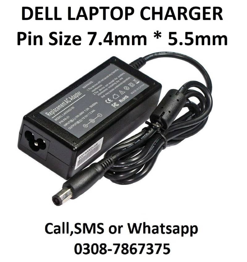 Dell Laptop Charger 4.62A Charger STANDARD round pin 7.4 X 5.0 HP ACER 8