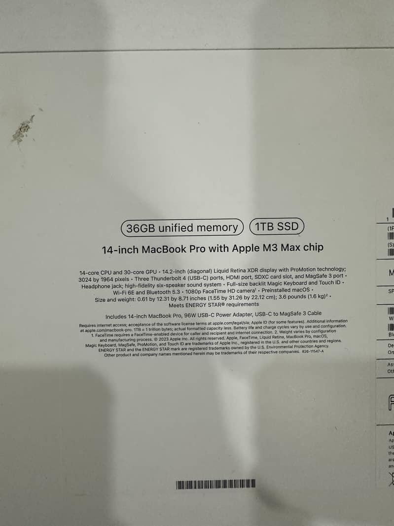 Macbook Pro M3 Max 2023 14.2 inch 36/1 Tb - Space Black MRX53LL - NEW 3