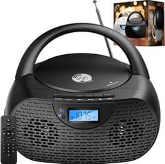 Hernido Portable CD Player Bluetooth Speaker Rechargeable FM Radio
