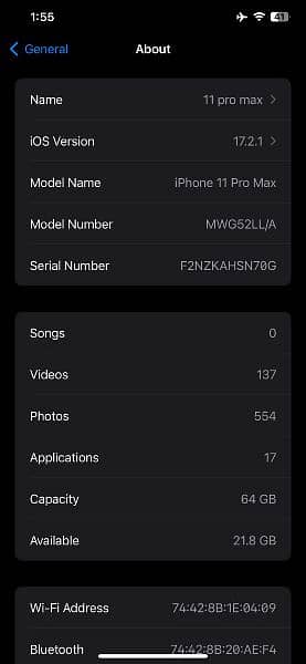 Iphone 11 pro max Midnight American Model 8