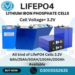 All kind of LifePO4 Cells 3.2V 6Ah/25Ah/50AH/100Ah/200Ah Available