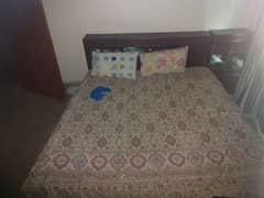 Double Bed For sale with side tables and mattress
