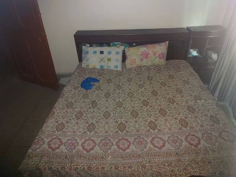 Double Bed For sale with side tables and mattress 0