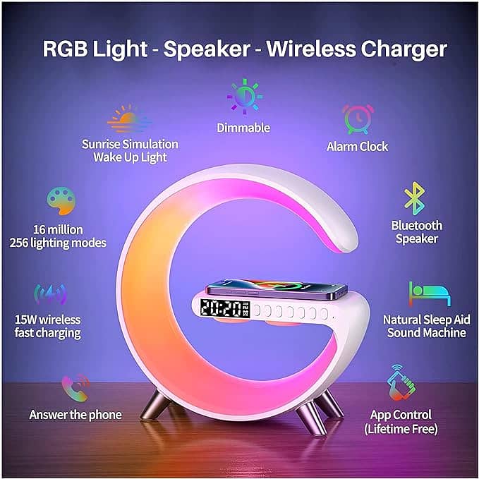 RGB G Lamp with Built-in Speaker & mobile Wireless Charger 2