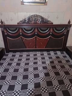 Wooden king size double bed with 2 side tables new condition
