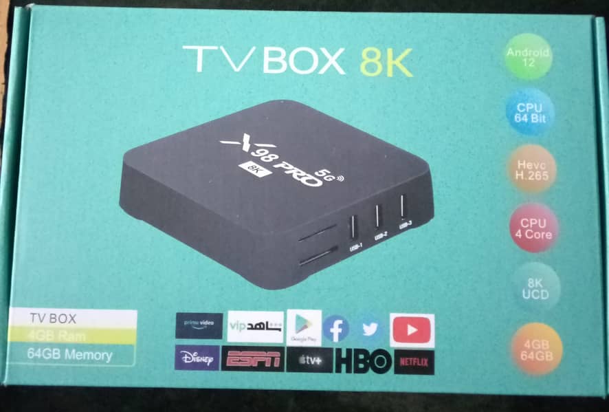 X98 Pro Android Box 4GB/64GB Android 12 WithFree Worldwide Tv Channels 0