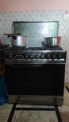 COOKING RANGE, SINGLE DOOR 34 INCHES WIDE, 5 BURNERS, TOP GLASS COVER