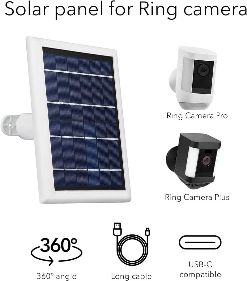 Wasserstein Solar Panel Compatible with Spotlight Cam Battery & Stick 10