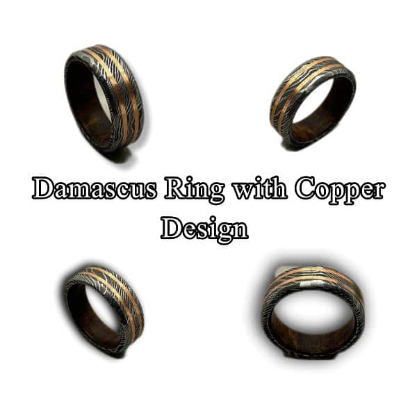 Dazzling Damascus - Unique Copper Inlay Ring 1