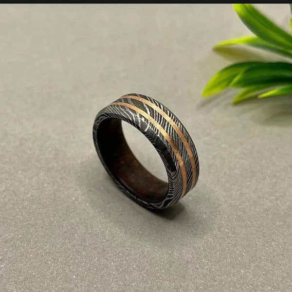 Dazzling Damascus - Unique Copper Inlay Ring 2