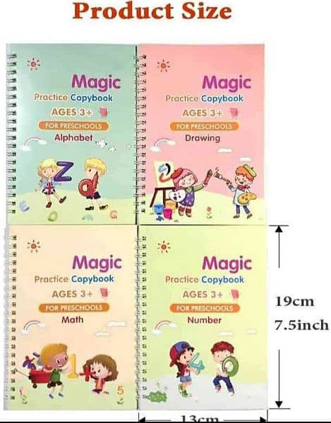 Pack Of 4 Magic Book - Reusable Practice Copybook Best Gift For Kids 1