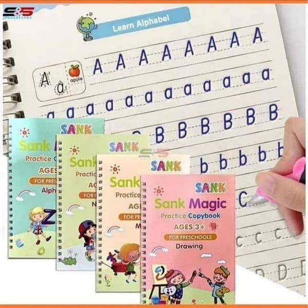 Pack Of 4 Magic Book - Reusable Practice Copybook Best Gift For Kids 3