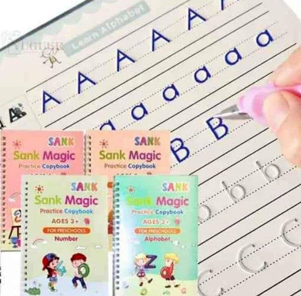 Pack Of 4 Magic Book  Reusable HandWriting Practice Copybok 4 Children 0