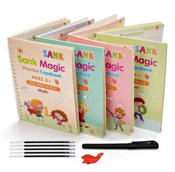 Pack Of 4 Magic Book  Reusable HandWriting Practice Copybok 4 Children 2